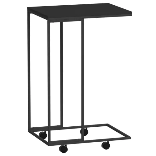 Fekete szerelt fa kisasztal kerekekkel 40 x 30 x 63,5 cm