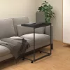 Fekete szerelt fa kisasztal kerekekkel 55x35x70 cm