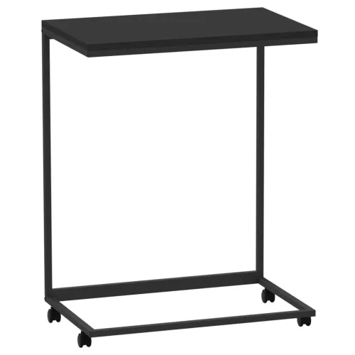 Fekete szerelt fa kisasztal kerekekkel 55x35x70 cm