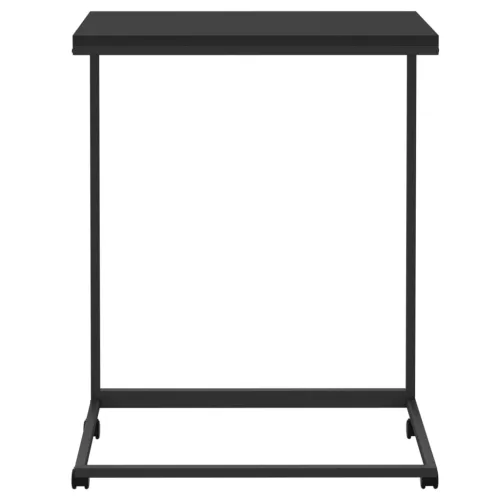 Fekete szerelt fa kisasztal kerekekkel 55x35x70 cm