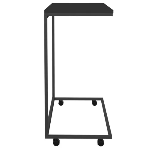 Fekete szerelt fa kisasztal kerekekkel 55x35x70 cm