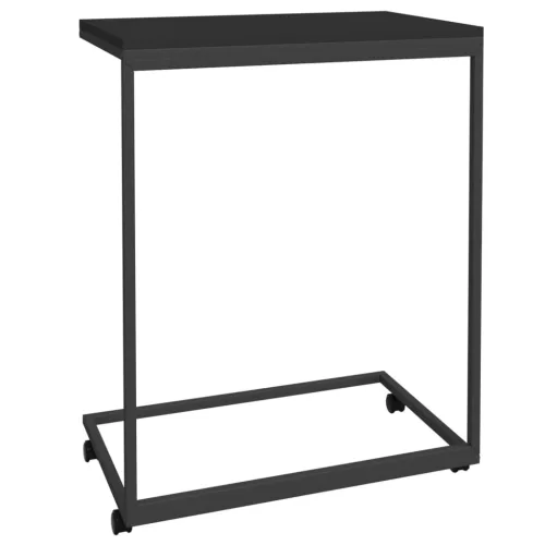 Fekete szerelt fa kisasztal kerekekkel 55x35x70 cm