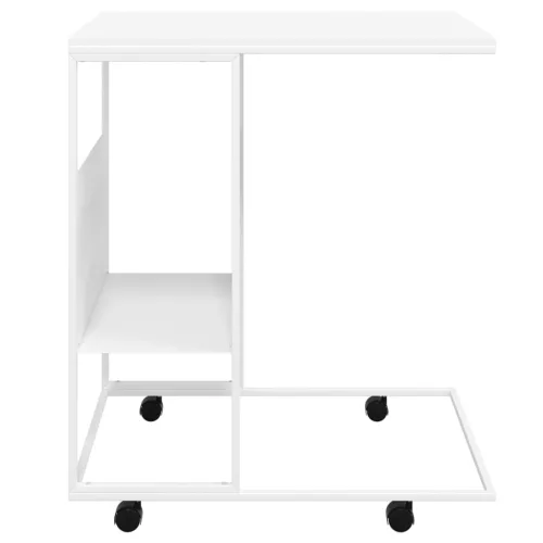 Fehér szerelt fa kisasztal kerekekkel 55x36x63,5 cm