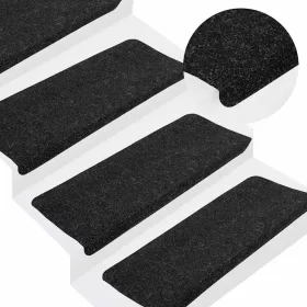   15 db antracitszürke öntapadó lépcsőszőnyeg 65x24,5x3,5 cm