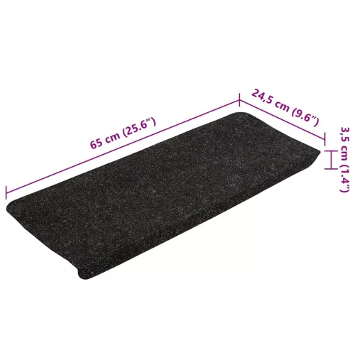 15 db antracitszürke öntapadó lépcsőszőnyeg 65x24,5x3,5 cm