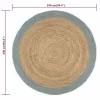 Olívazöld szélű kézzel font jutaszőnyeg 240 cm