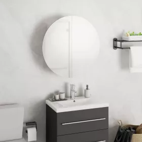   Fehér fürdőszobai szekrény kerek tükörrel/LED-del 40x40x17,5 cm