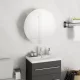 Fehér fürdőszobai szekrény kerek tükörrel/LED-del 40x40x17,5 cm