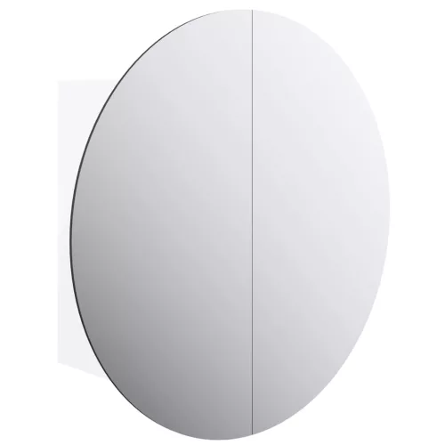 Fehér fürdőszobai szekrény kerek tükörrel/LED-del 40x40x17,5 cm