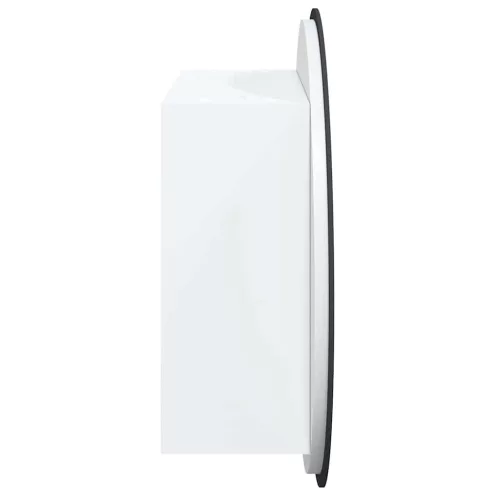 Fehér fürdőszobai szekrény kerek tükörrel/LED-del 40x40x17,5 cm