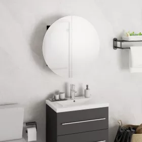   Fekete fürdőszobaszekrény kerek tükörrel/LED-del 40x40x17,5 cm
