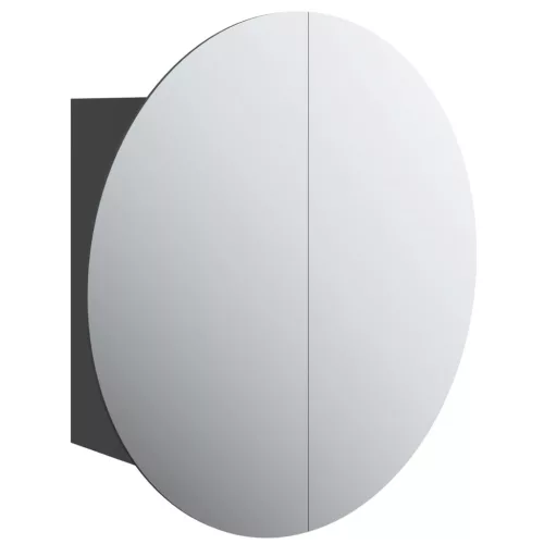 Fekete fürdőszobaszekrény kerek tükörrel/LED-del 40x40x17,5 cm