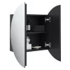 Fekete fürdőszobaszekrény kerek tükörrel/LED-del 40x40x17,5 cm