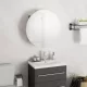 Szürke fürdőszoba-szekrény kerek tükörrel/LED-del 40x40x17,5 cm
