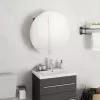Tölgy fürdőszobai szekrény kerek tükörrel/LED-del 40x40x17,5 cm