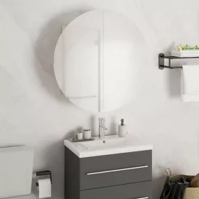   Fehér fürdőszobai szekrény kerek tükörrel/LED-del 47x47x17,5 cm