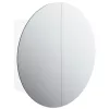 Fehér fürdőszobai szekrény kerek tükörrel/LED-del 47x47x17,5 cm