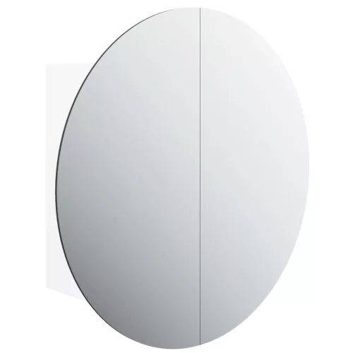 Fehér fürdőszobai szekrény kerek tükörrel/LED-del 47x47x17,5 cm