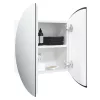Fehér fürdőszobai szekrény kerek tükörrel/LED-del 47x47x17,5 cm