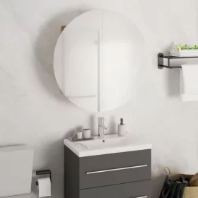   Fekete fürdőszobaszekrény kerek tükörrel/LED-del 47x47x17,5 cm