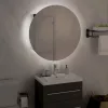 Fekete fürdőszobaszekrény kerek tükörrel/LED-del 47x47x17,5 cm