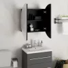 Fekete fürdőszobaszekrény kerek tükörrel/LED-del 47x47x17,5 cm
