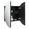 Fekete fürdőszobaszekrény kerek tükörrel/LED-del 47x47x17,5 cm