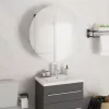 Szürke fürdőszobaszekrény kerek tükörrel/LED-del 47x47x17,5 cm