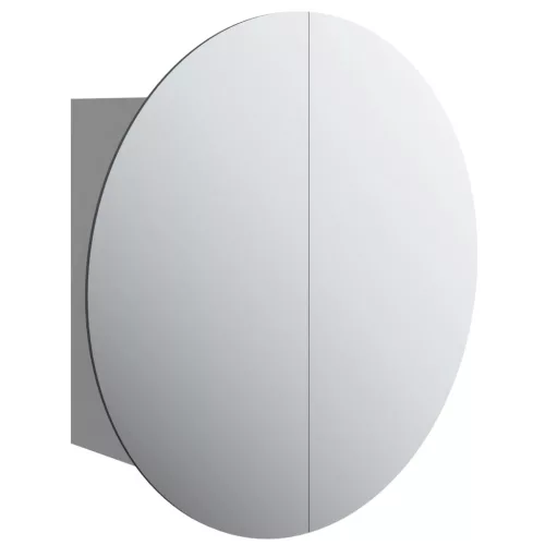 Szürke fürdőszobaszekrény kerek tükörrel/LED-del 47x47x17,5 cm