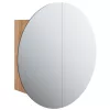 Tölgy fürdőszobai szekrény kerek tükörrel/LED-del 47x47x17,5 cm