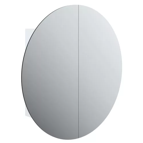 Fehér fürdőszobai szekrény kerek tükörrel/LED-del 54x54x17,5 cm