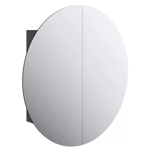 Fekete fürdőszobaszekrény kerek tükörrel/LED-del 54x54x17,5 cm