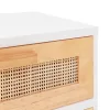 Fehér tömör fenyőfa és természetes rattan éjjeliszekrény