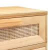 Barna tömör fenyőfa és természetes rattan éjjeliszekrény