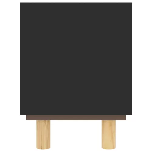 Fekete fenyőfa és természetes rattan TV-szekrény 80x30x40 cm
