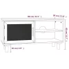 Fekete fenyőfa és természetes rattan TV-szekrény 80x30x40 cm