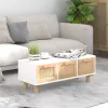 Fehér szerelt fa és tömör fenyőfa dohányzóasztal 80x40x30 cm