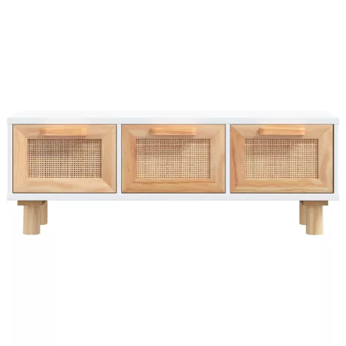 Fehér szerelt fa és tömör fenyőfa dohányzóasztal 80x40x30 cm