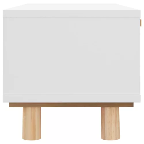 Fehér szerelt fa és tömör fenyőfa dohányzóasztal 80x40x30 cm