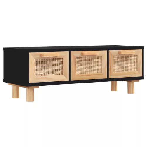 Fekete szerelt fa és tömör fenyőfa dohányzóasztal 80x40x30 cm