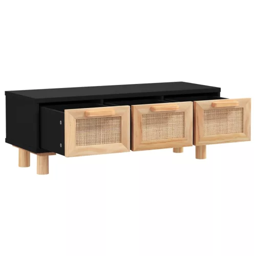 Fekete szerelt fa és tömör fenyőfa dohányzóasztal 80x40x30 cm