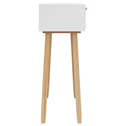 Fehér tömör fenyő és természetes rattan tálaló 80x30x75 cm