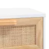 Fehér tömör fenyő és természetes rattan tálaló 80x30x75 cm