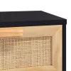Fekete tömör fenyő és természetes rattan tálaló 80x30x75 cm