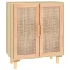 Barna tömör fenyő/természetes rattan tálalószekrény 60x30x70cm