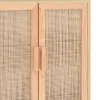 Barna tömör fenyő/természetes rattan tálalószekrény 60x30x70cm