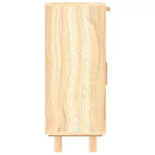 Barna tömör fenyő/természetes rattan tálalószekrény 60x30x75cm