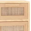 Barna tömör fenyő/természetes rattan tálalószekrény 60x30x75cm