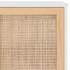 Fehér tömör fenyő/természetes rattan tálalószekrény 105x30x60cm