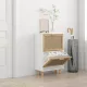 Fehér szerelt fa és természetes rattan cipőszekrény 52x25x80 cm
